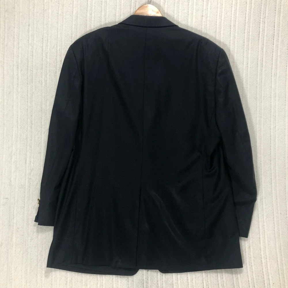 Ralph Lauren Wool Blazer Navy Blue Gold Button Mens Size 44R Classic Sport Coat‎